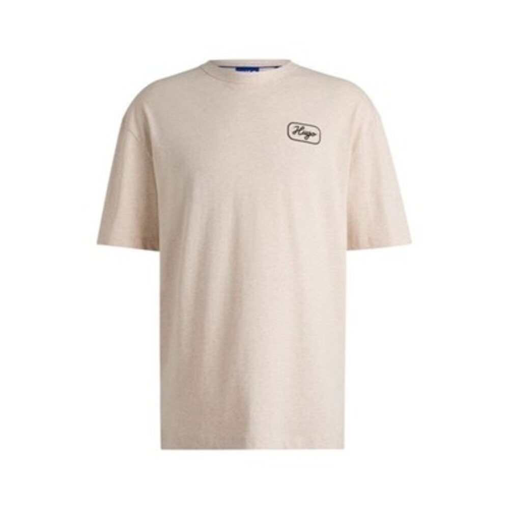 HUGO by Hugo Boss Embroidered HUGO Chain Stitch T-Shirt Men's Beige Heather XXL